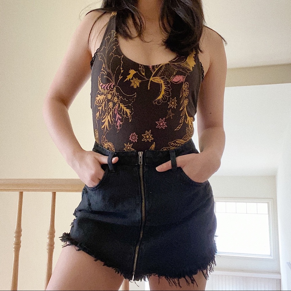 Bershka Zip Up Denim Skirt
